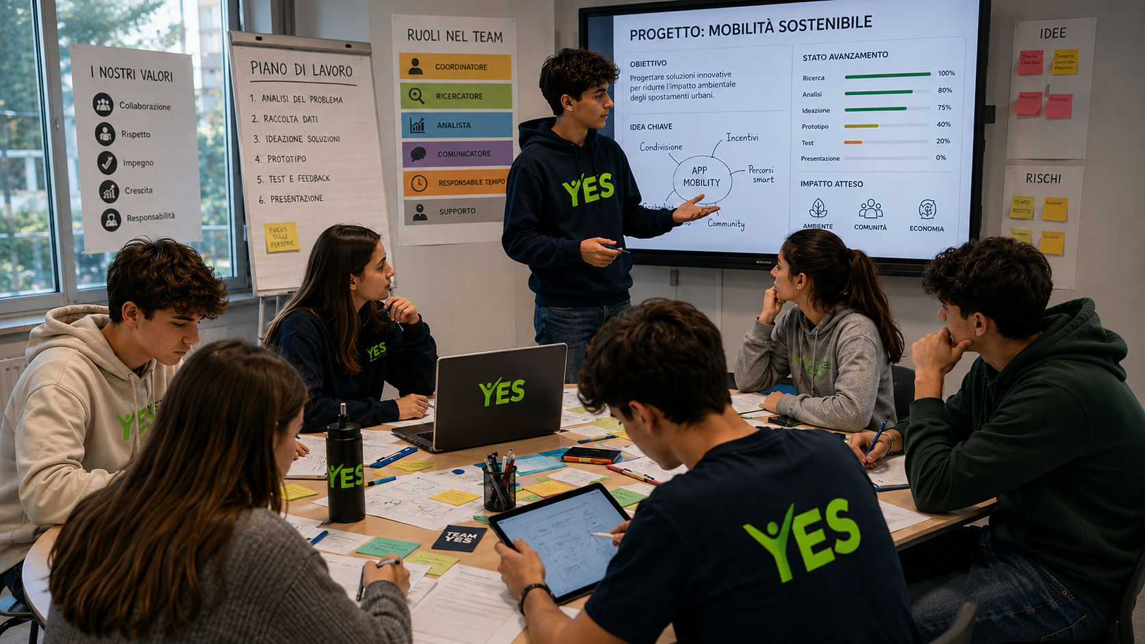 Studenti che allenano team working, problem solving e soft skills con il metodo YES